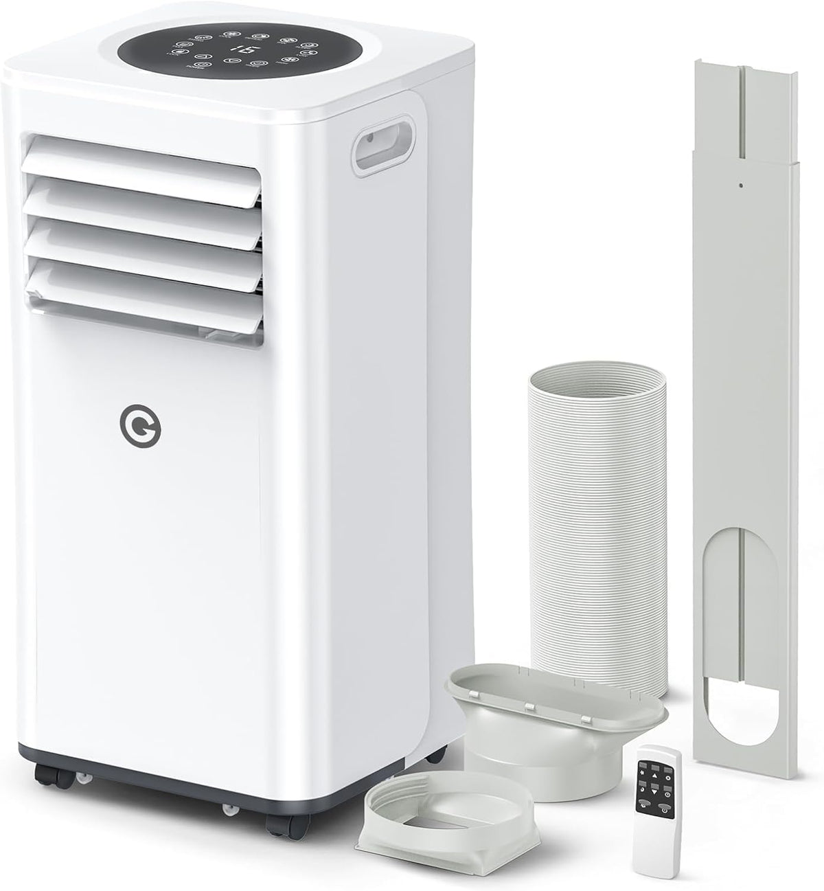 9000 BTU Aire Acondicionado Portátil, 4 en 1: Refrigeración, Ventilador, Deshumidificador y Modo Sueño, Silencioso, con Mando, Temporizador 24h y Kit