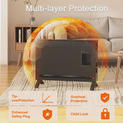 View BREEZEHEAT 1500W panel space heater for bedroom, living room, home, 55-96F,knob control, 600 sq,with fan for fast heating image 2