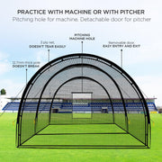 View Baseball Batting Cage Net Batting Cages for Backyard Portable Baseball and Softball Batting Cages with Pitching Machine Hole and Detachable Door for Backyard Outdoor Hitting Practice image 4