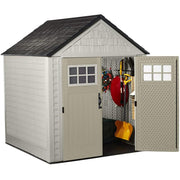 View 7 x 7-Ft. Resin Outdoor Garden Storage Shed with Windows and Utility Hooks, Sand image 5