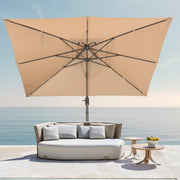View LKINBO Sonnenschirm 300 x 400 cm Rechteckig mit Ständer und Kurbel, Groß Ampelschirm Terrassenschirm 360°Drehbar Parasol Windfest Gartenschirm image 2