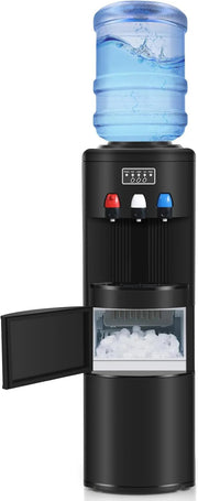 View 3-in-1 Hot & Cold Water Cooler with Built-in Ice Maker – Top Loading for 3-5 Gallon Bottles, Child Safety Lock, Black image 1