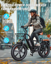 View 1000W Electric Bike for Adults, 48V 15Ah Removable Battery, 20-Inch x 4.0-Inch Fat Tires image 5