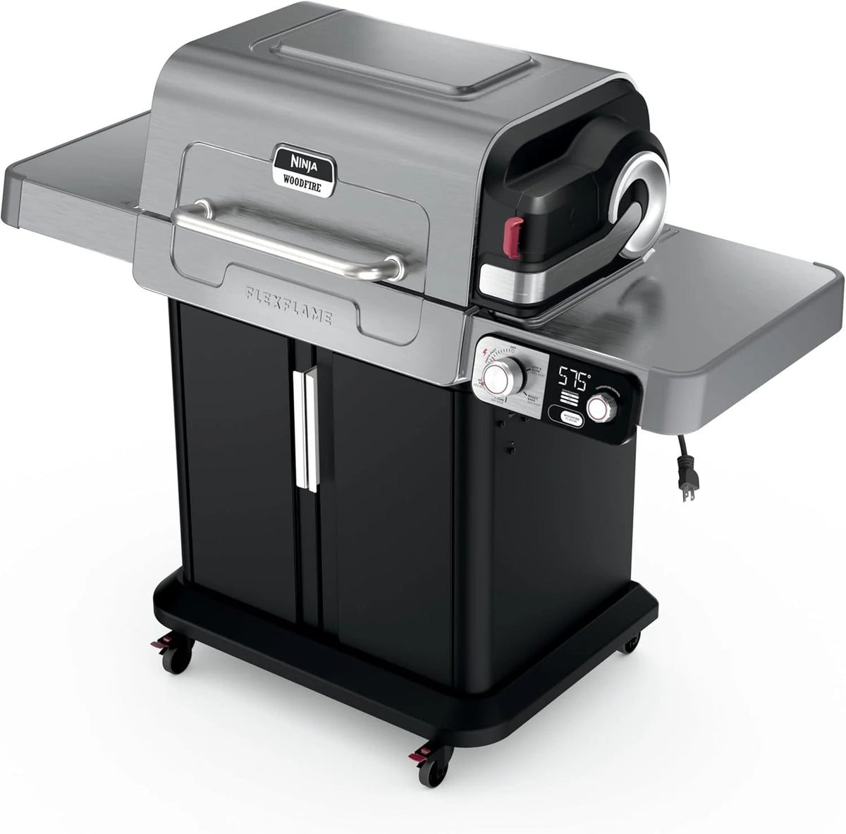 5-in-1 Electric and Propane Grill, 3-Burner Outdoor BBQ Grill and Smoker with Digital Controls, Griddle and Pizza Maker, Stainless Steel