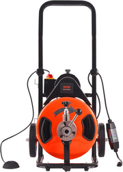 View 100FT x 1/2-Inch Drain Cleaner Machine, Auto-Feed Sewer Snake with 4 Cutters and Foot Switch for 1-4 Inch Pipes image 2