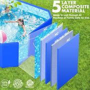 View Foldable Pool, Large Non-Inflatable Swimming Pool For Kids,Adult Collapsible Pools Hard Plastic Shell, Oversized Thickened,Portable Folding Kids Pools for Backyard-Mosaic Design-115"x66"x20" image 3