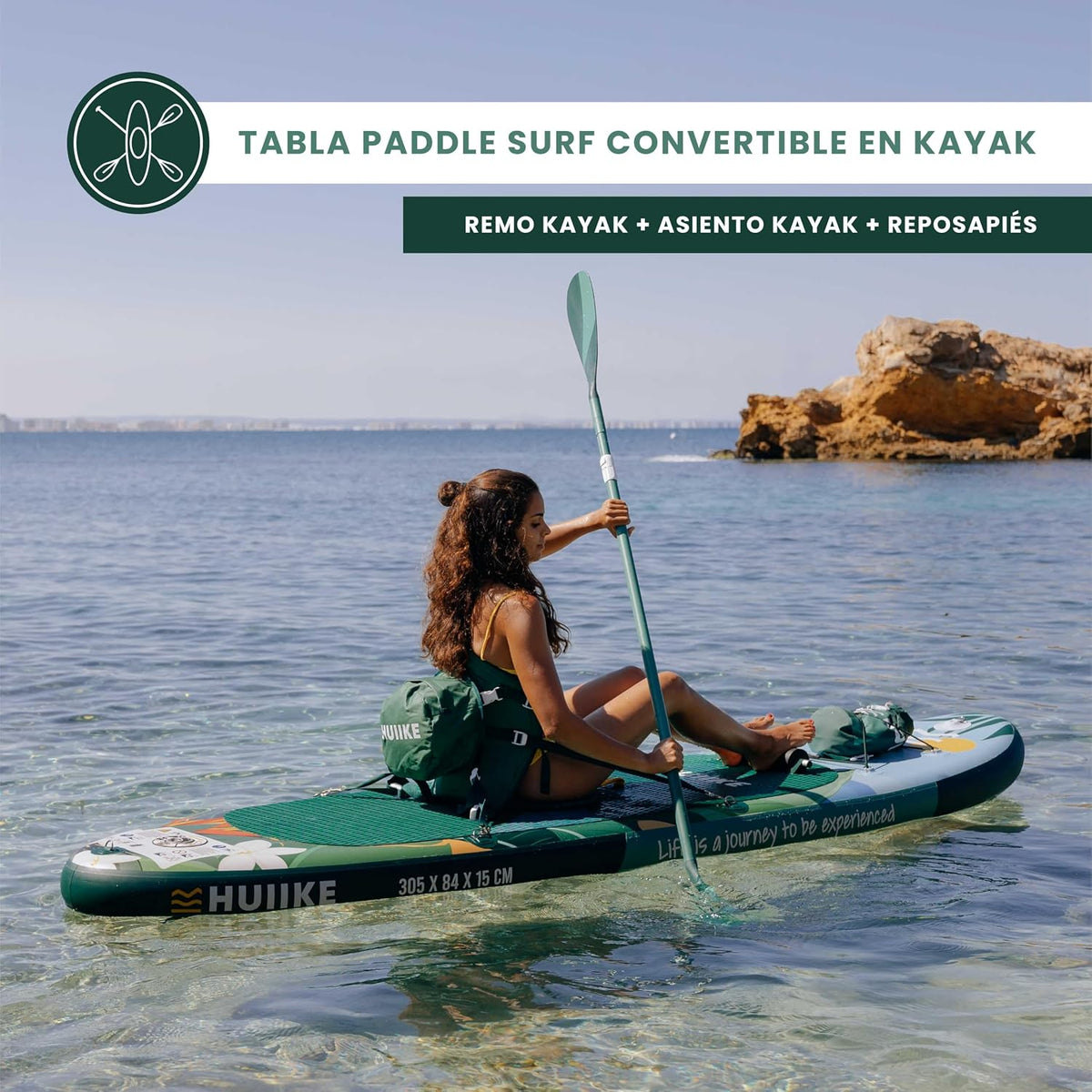 HUIIKE Tabla Paddle Surf Hinchable con Accesorios Incluidos, Remo, Quillas, Inflador. Stand Up Paddle Board Gran Estabilidad y Resistencia. 305 x 84 x