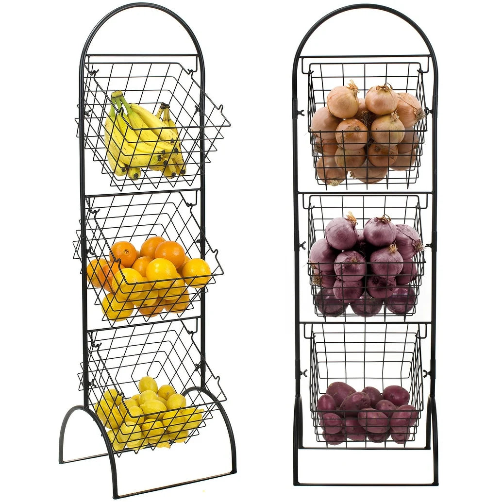 3 Tier Wall Mounted Storage Rack, Multi-Level Floating Shelf Organizer for Kitchen, Bathroom, Bedroom and Home Storage