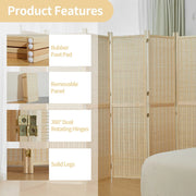 View 4-Panel Bamboo Folding Partition Screen 6FT Detachable Room Divider image 5