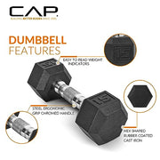 View 150 LB Coated Hex Dumbbell Weight Set with Vertical Rack, Black image 6