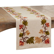 View 16x72 Inch Embroidered Fall Leaf Table Runner, Autumn Decorative Dining Table Runner for Home and Holiday Decor image 2
