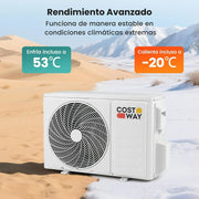 View COSTWAY Aire Acondicionado Split, 2,6 kW, Aire Acondicionado con Calefacción con Bomba de Calor,Refrigerante: R32, Calefactor y Refrigerador con Kit image 3