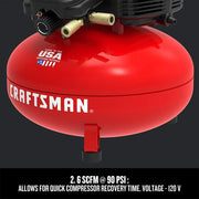 View 6 Gallon Pancake Air Compressor, Oil-Free Portable Compressor Kit for Garage, Workshop and DIY Projects image 5