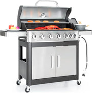 View Burner Propane Gas BBQ Grill with Side Burner & Porcelain-Enameled Cast Iron Grates, 42,000 BTU Output Stainless Steel Grill for Outdoor Cooking Kitchen and Patio Backyard Barbecue-Captiva image 4