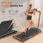 View 2 in 1 Walking Pad Treadmill, Foldable Treadmills with Handle Bar, 2.5HP Portable Folding Treadmill with Remote Control, Under Desk Treadmill for... image 5