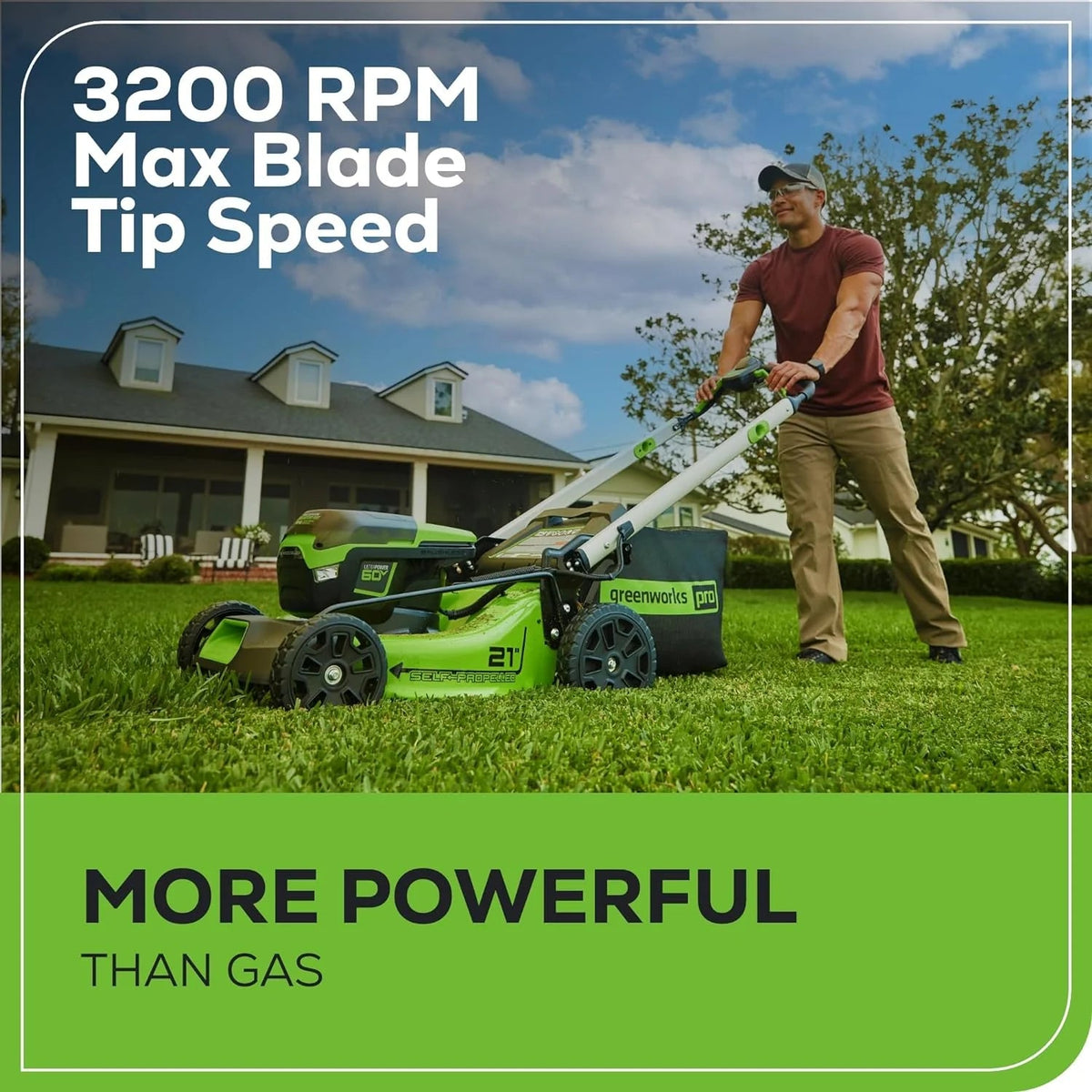 60V 21-Inch Cordless Self-Propelled Lawn Mower with 2 x 4.0Ah Batteries and Dual-Port Rapid Charger