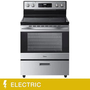 View Midea 30 in. 5.1 cu.ft. Freestanding 4-Element Range with Storage Drawer image 2