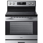 View Midea 30 in. 5.1 cu.ft. Freestanding 4-Element Range with Storage Drawer image 5
