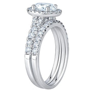 View Oval Cut and Round Brilliant Diamond Halo Wedding Set (1.85 ctw) image 2