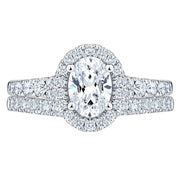 View Oval Cut and Round Brilliant Diamond Halo Wedding Set (1.85 ctw) image 3