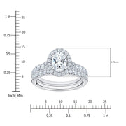 View Oval Cut and Round Brilliant Diamond Halo Wedding Set (1.85 ctw) image 5