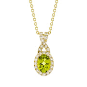 View Oval Cut Peridot and Diamond Pendant (0.19 ctw) image 2