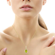 View Oval Cut Peridot and Diamond Pendant (0.19 ctw) image 4