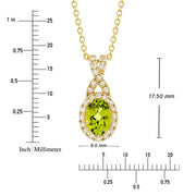 View Oval Cut Peridot and Diamond Pendant (0.19 ctw) image 5