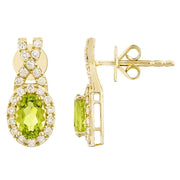 View Oval Shaped Peridot and Diamond Earrings (0.30 ctw) image 2
