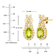 View Oval Shaped Peridot and Diamond Earrings (0.30 ctw) image 4