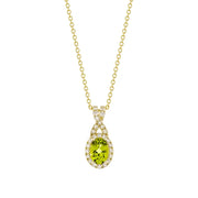View Oval Shaped Peridot and Diamond Earrings (0.30 ctw) image 5